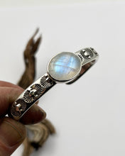 Rainbow Moonstone Ocotillo Heavyweight Hand Stamped Stacker Cuff S/M