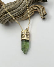Green Tourmaline Portal 14k Gold Talisman Necklace