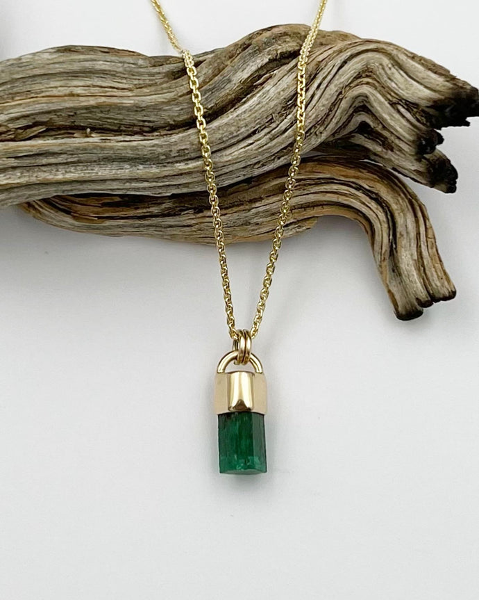 Emerald 14k Gold Talisman Necklace