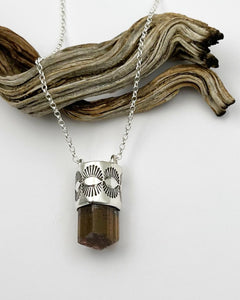 Mauvey/Peachy Tourmaline Eye Talisman Necklace