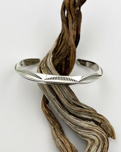 Triangle Wire Hand Stamped Sterling Silver Cuff XS