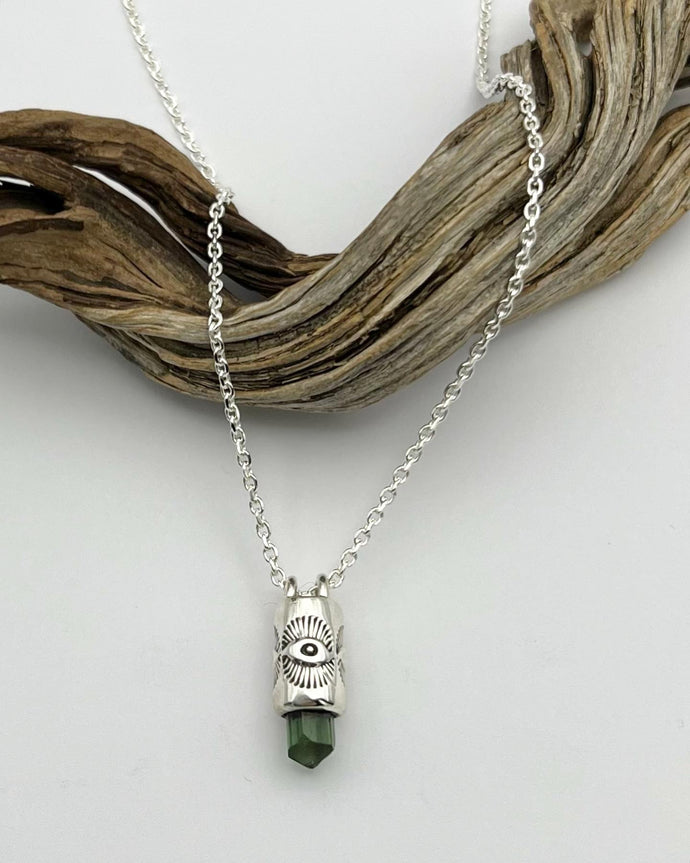 Jaba Green Tourmaline Eye Talisman Necklace
