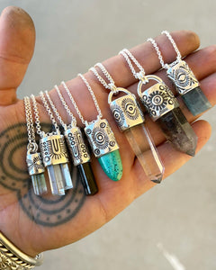 Singing Quartz Sun Eye Talisman Necklace