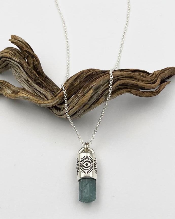 Zambian Aquamarine Eye Talisman Necklace