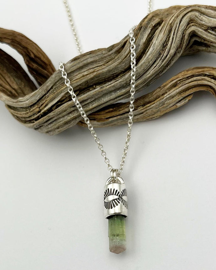 Bi-Color Tourmaline Eye Talisman Necklace