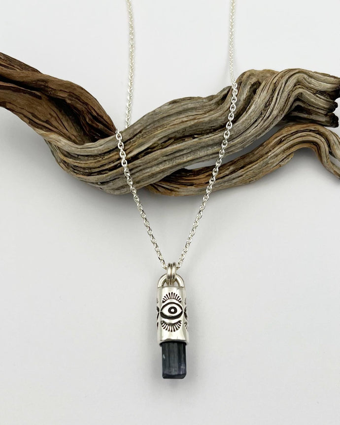 Purple/Gray Tourmaline Eye Talisman Necklace