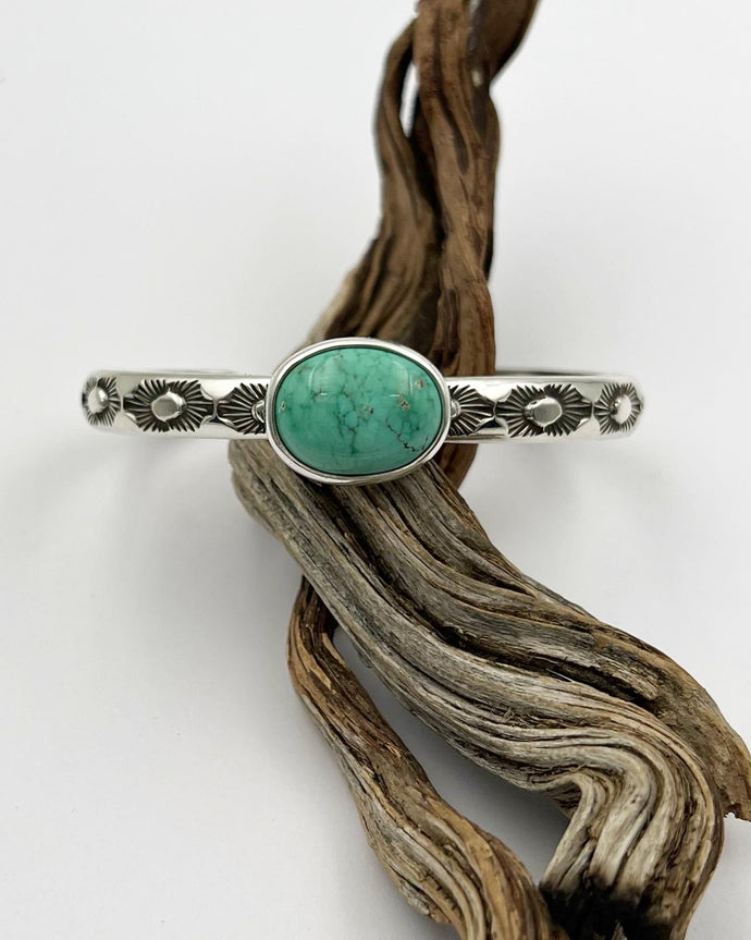 Carico Lake Turquoise High Noon Hand Stamped Stacker Cuff S/M