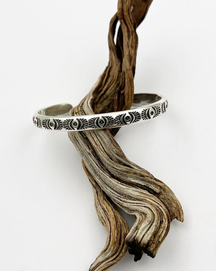 Small Eye Hand Stamped Stacker Cuff S/M