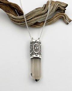 Champagne Smoky Quartz Desert Flower Talisman Necklace