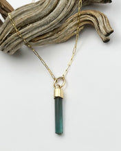 Blue Tourmaline O Ring 14k Gold Talisman Necklace