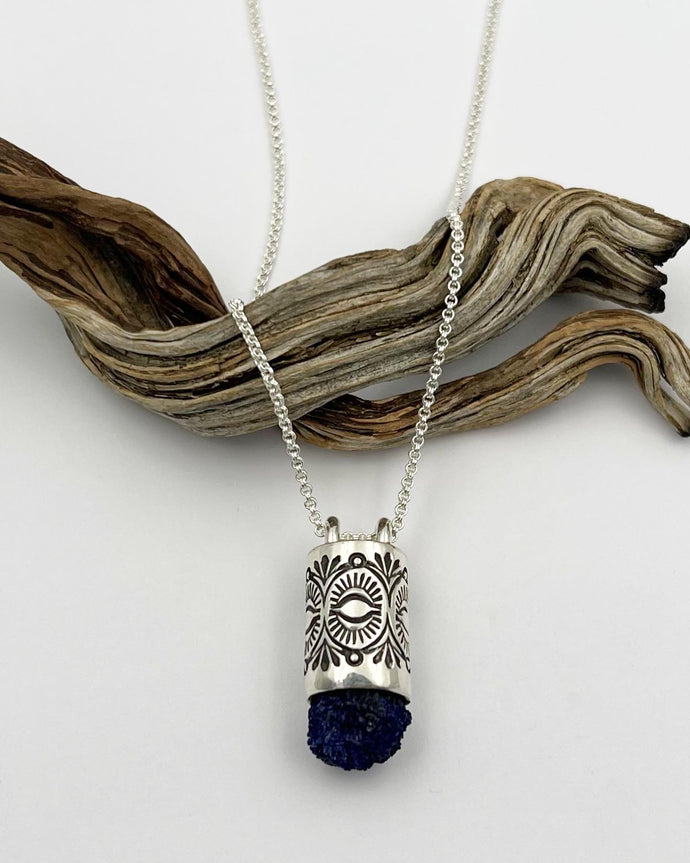 Azurite Cluster Desert Eye Talisman Necklace