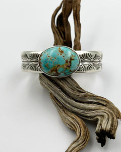 Thunderbird Turquoise Chunky Double Band Cuff XS
