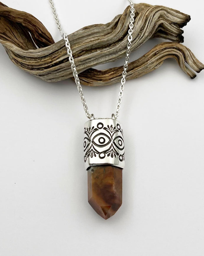 Red Amphibole Quartz Eye Talisman Necklace