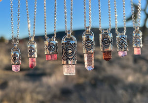 Rubellite Tourmaline Eye Talisman Necklace