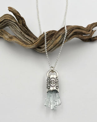 Aquamarine Cluster Portal Talisman Necklace