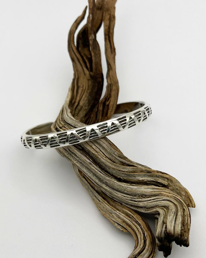 Rattlesnake Hand Stamped Stacker Cuff XS