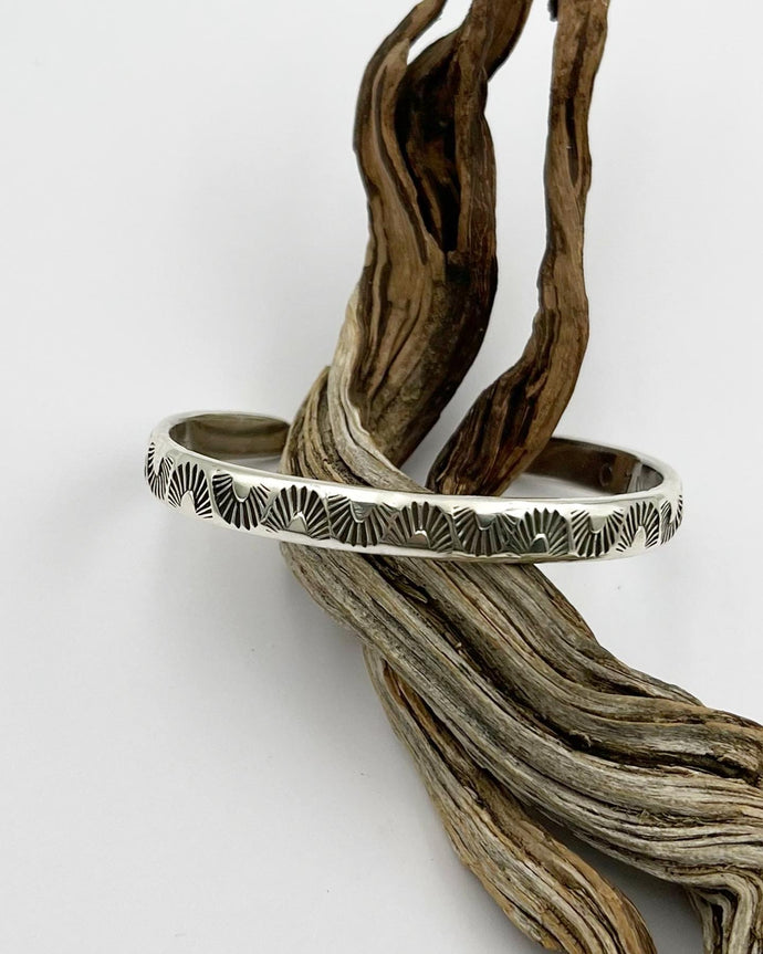 Sidewinder Hand Stamped Stacker Cuff XS