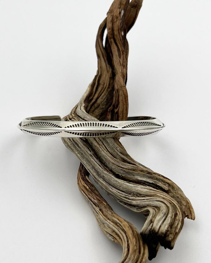 Triangle Wire Hand Stamped Sterling Silver Cuff S/M