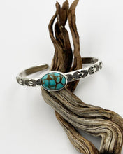 Lone Mountain Turquoise Ocotillo Hand Stamped Stacker Cuff XL